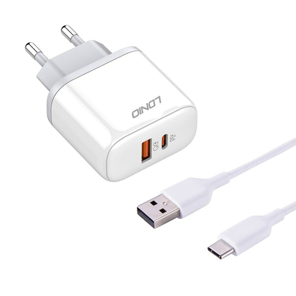 شارژر دیواری LDNIO الدینیو مدل A2526C  همراه کابل تایپ سی TYPE C