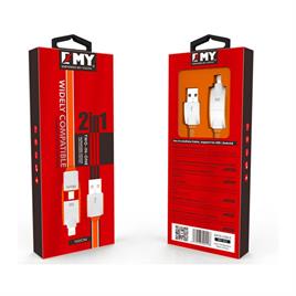 کابل شارژر 2 در 1 EMY مدل MY-442 متراژ 1 متر
