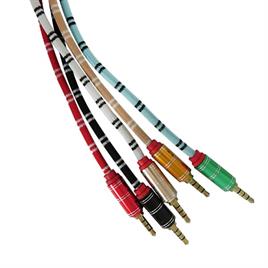 کابل AUX صدا  راه راه سر فلزی - بدون پک  متراژ  1.5  متر